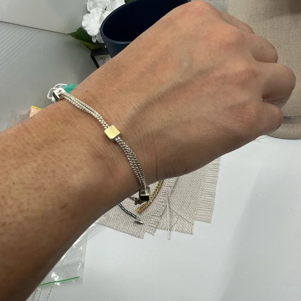 Vintage Napier Triple-Strand Gold & Silver Tone Bracelet – 7.5" - Picture 5 of 16